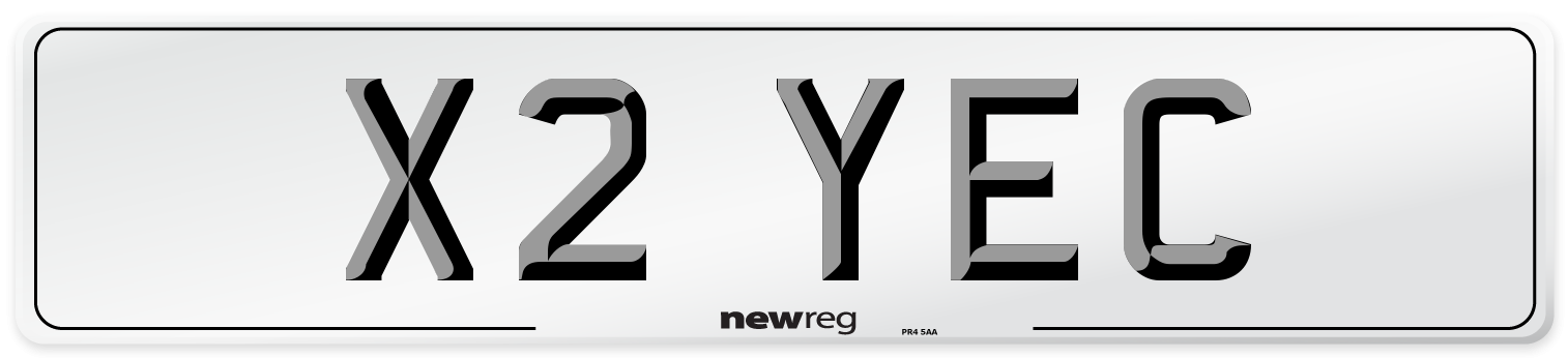 X2 YEC Number Plate from New Reg